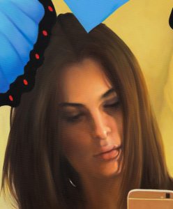 detail from painting "Emrata with Butterflies" by Chris Drange