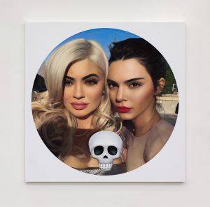 painting "Kylie, Kendall and Skull" by Chris Drange